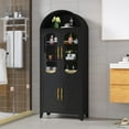 thumbnail image 5 of 73" Tall Metal Arched Kitchen Pantry Cabinet, Modern Farmhouse Storage Cabinets with Doors&Adjustable Shelves, Versatile Bookcase/Display/Cupboard with Open Storage Area for Office-Black, 5 of 14