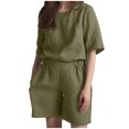 thumbnail image 1 of Moda mujer Casual verano sólido cuello redondo manga corta Top + pantalón corto conjunto Wmkox8yi  bvn226, 1 of 9
