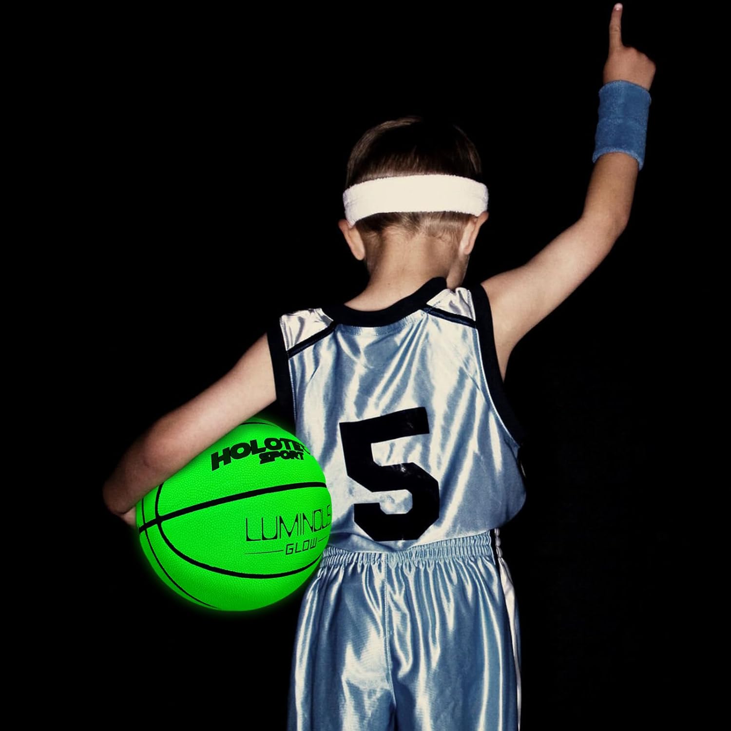 Basketball Glow in The Dark, Cool Glowing Indoor Outdoor Luminous Leather Basketball Size 5, 6, 7 for Men Women Boys Girls(with Pump)
