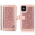 thumbnail image 1 of Allytech iPhone 12 mini Case with Zipper Wallet, Bling Glitter Multiple Credit Cards Slots Wallet Case Cover with Zipper Detachable Strap Protective Case for Apple iPhone 12 mini 5.4", Pink, 1 of 7