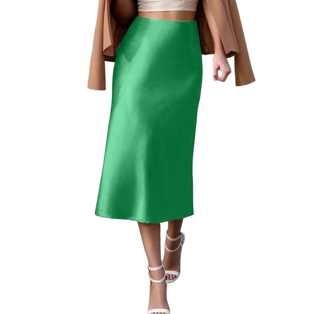 Zmoon Women's Hip Fishtail Skirt Satin Mid-Length Skirt