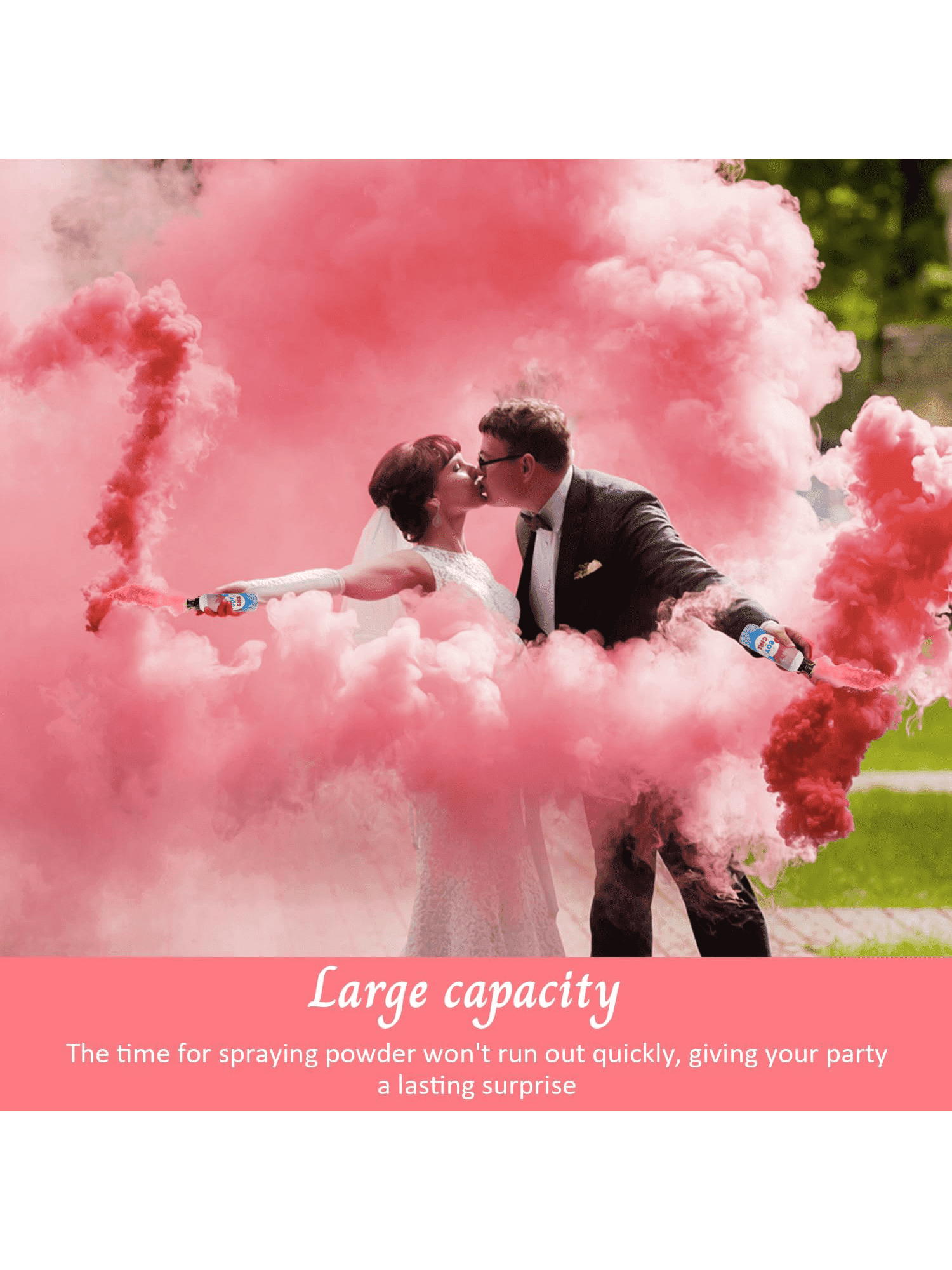 Microplushshop Baby Girl Gender Reveal Fire Extinguisher 2 packs 100% Biodegragable for Gender Reveal Party Decorations (Pink Girl)