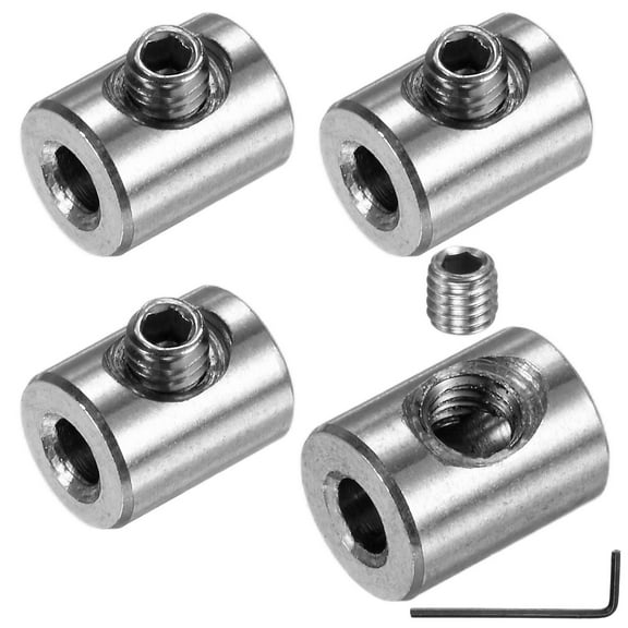 Uxcell 4-Pack Wire Rope Cable Clamp, 3.3mm Hole 304 Stainless Steel Single Holes Lock Clip with Hexagon Screws Spanner