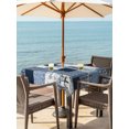 thumbnail image 3 of Outdoor Tablecloth with Umbrella Hole for Patio/Picnic/Party/Camping, Navy Blue Checkered Waterproof Table Cloth Square Cover Washable, Vintage Floral Abstract Art (54"x 54"), 3 of 9