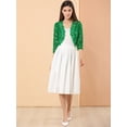 thumbnail image 3 of Top De Encaje Floral Transparente Allegra K San Patricio Cárdigan Toreras Man3/4 Elegante PaMujer Verde L, 3 of 6