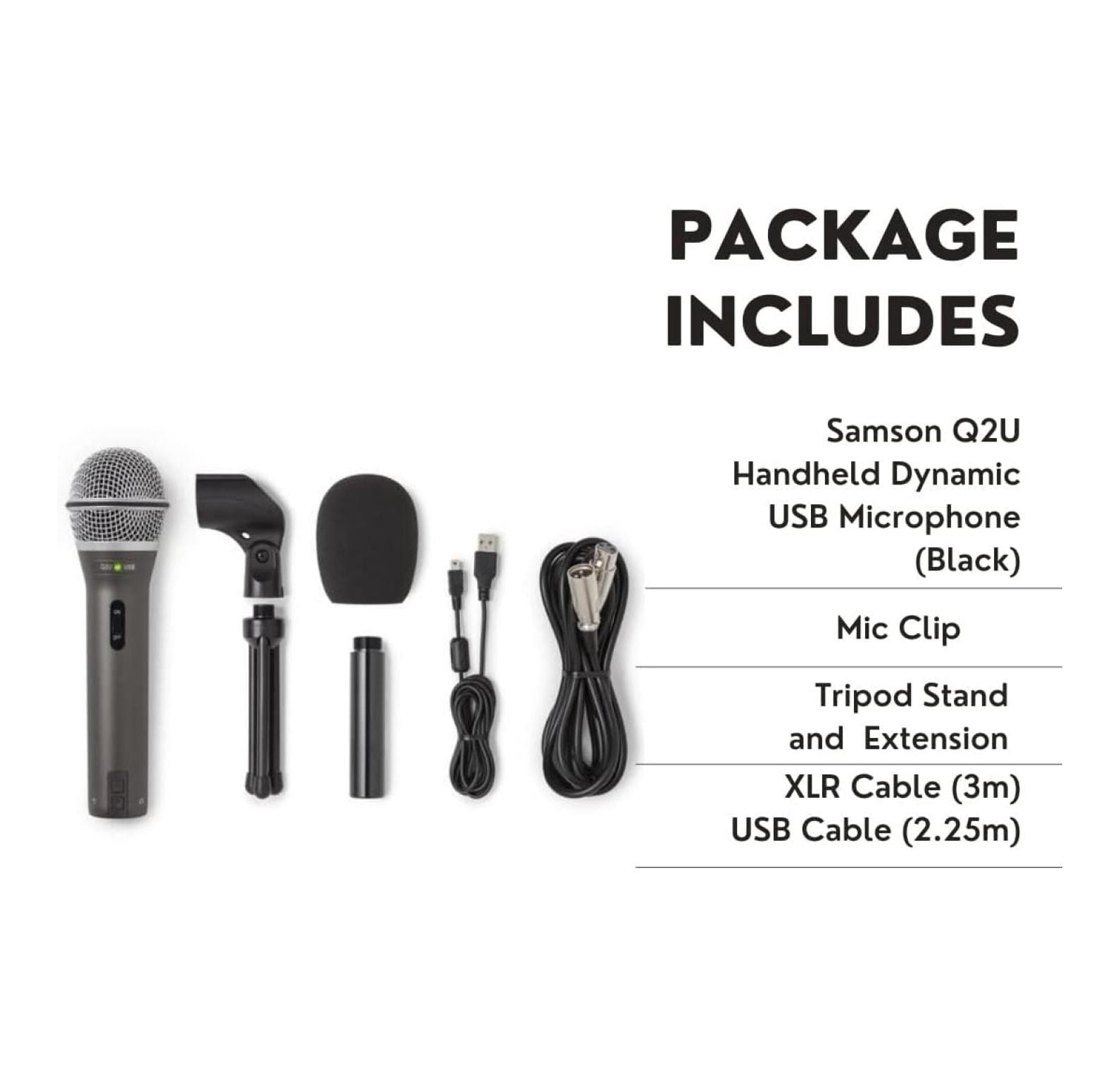 Q2U USB/XLR Dynamic Microphone Recording and Podcasting Pack (Black)