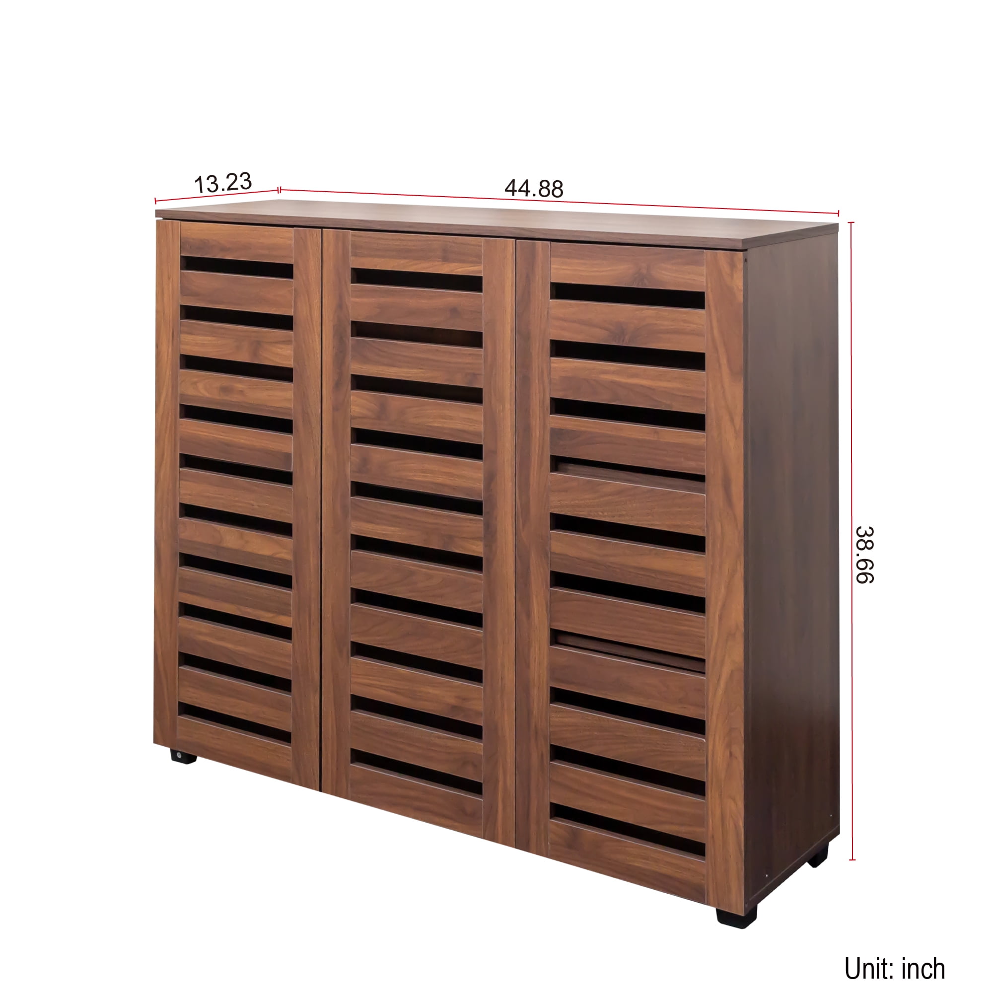 Mintazer 5 Tier Shoe Storage Cabinet with Louvered Doors & Adjustable Shelves, Shoe Rack Organizer for Entryway Hallway Living Room, Brown