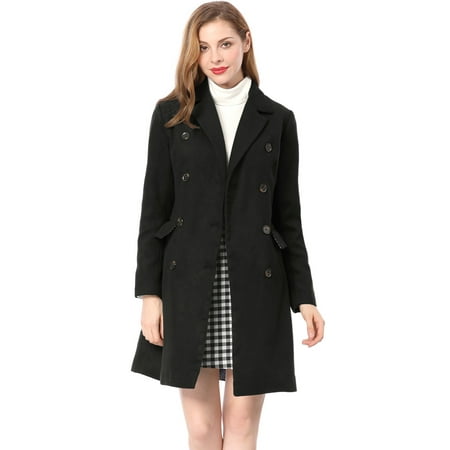- Women's Notched Lapel Double Breasted Trench Coat