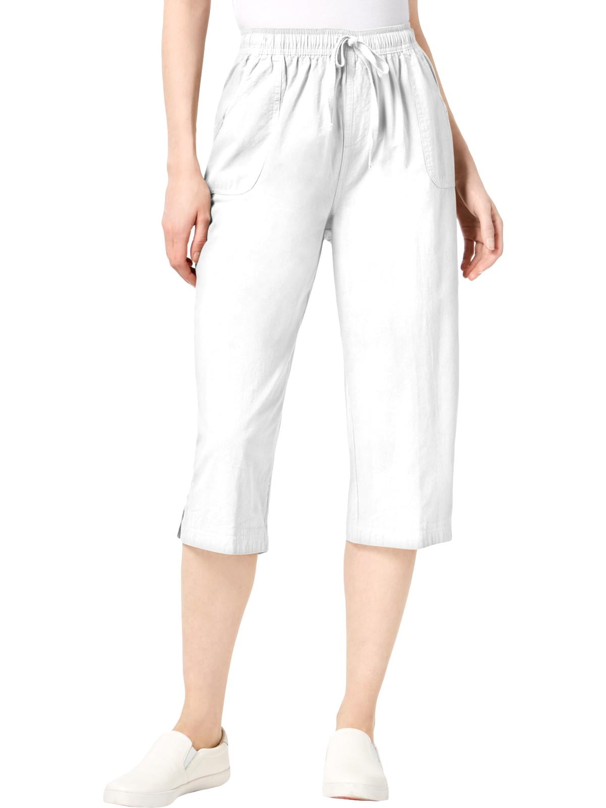 Karen Scott Womens Comfort Waist High Rise Capri Pants White S