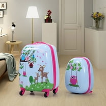 Kepooman 16 in Kids 2 Piece Cartoon Animal Print Hardside Spinner Rolling Luggage with Backpack