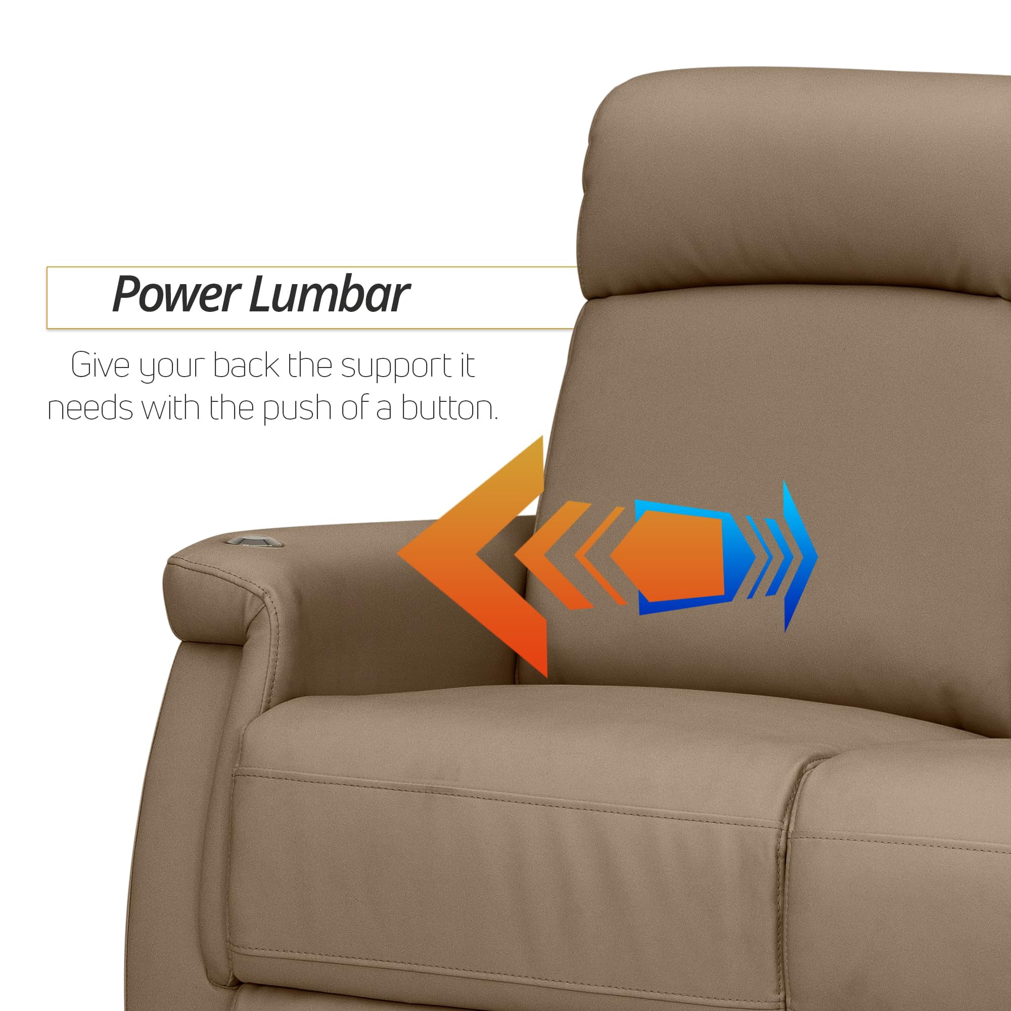 Qualitex Odyssey RV Double Recliner Sofa, Ultimate Leather, Heat & Massage, Power Lumbar, Power Recline, Light Sand