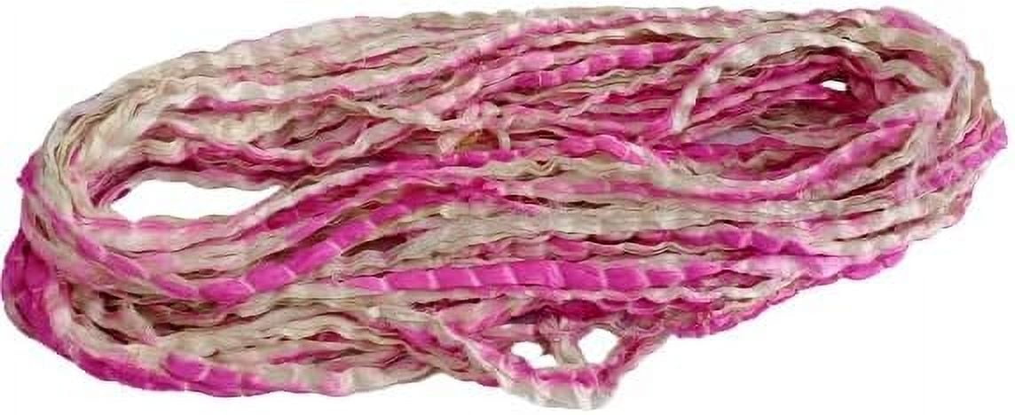 Knitsilk Recycled Shibori Sari Silk Ribbon Yarn- Great for Rug Making, Crochet, Knitting, Embroidery, and Jewelry Making |50 GMS-30 Yards-Light Pink | C42