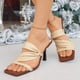 thumbnail image 5 of Mujeres Zapatillas Del Nudo de la Pata Abierta Del Dedo Del Pie de la Mula de Satén, Zapatillas Casuales Cómodas de la Primavera Del Verano Del Tamaño Más de las Mujeres, 5 of 9