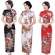 thumbnail image 4 of Estampado de flores: elegante manga corta, cuello alto apretado, conjunto de vestido ajustado-aPinkL, 4 of 4
