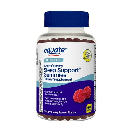Equate Drug-Free Sleep Support* Gummies Dietary Supplement, Raspberry, 60 count
