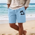 thumbnail image 2 of CONZONE Mens Casual Shorts Elastic Waist Drawstring Summer Beach Shorts For Men Hawaiian Graphic Lightweight Loose Fit Outdoor Shorts With Pockets, 2 of 6