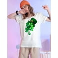 thumbnail image 1 of Playera de manga corta para mujer, estampado en color sólido, cuello redondo, estilo casual, para verano, estilo casualWomen's Lucky St. Patrick's Day Graphic Tee - Red with Green Shamrock & Hat Des, 1 of 7
