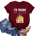thumbnail image 3 of Gibobby Casual Playera de Manga Corta para Mujer Tops Shirt O Printing Sleeves Women Casual Short Blouse Loose Neck T Women's Blouse(Vino,M), 3 of 5