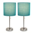 thumbnail image 4 of LimeLights Brushed Steel Stick Lamp with Charging Outlet and Fabric Shade 2 Pack Set, 4 of 7