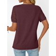 thumbnail image 4 of Short Sleeve Shirts for Women Summer Tops 2025 Spring Lace Dressy Casual Top Cute T-Shirt Work Outfits Blouses, 4 of 5