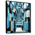 thumbnail image 2 of Designart "Focused Blue Op Art A Visual Journey VI" Abstract Floater Framed Wall Decor, 2 of 7