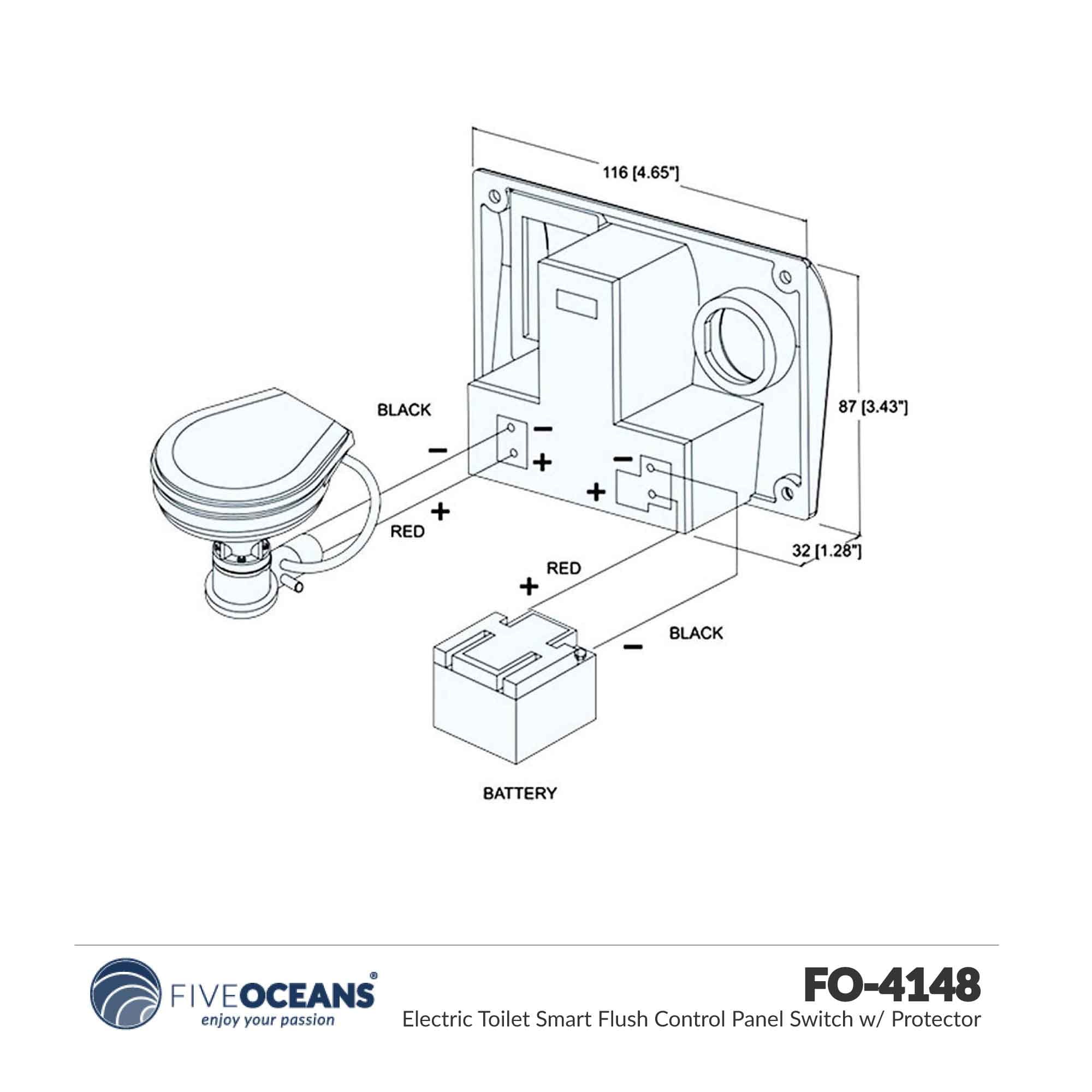 TMC Replacement Marine Electric Toilet Smart Flush Control Panel