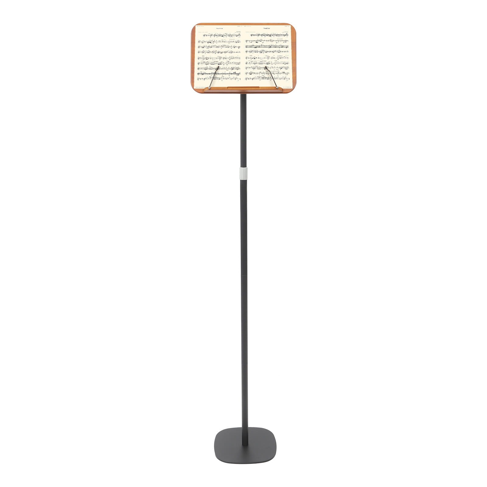 ToppiJoy Adjustable Floor Book Stand for Reading, Book Holder Stand Music Stand with Wooden Pad and Page Paper Clip (31.5-66.9in)
