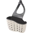 thumbnail image 3 of Ounona Cesta colgante para cocina Baño Almacenamiento Bolsa doble más gruesa Soporte de esponja de drenaje de plástico Organizador de dispositivos Estantes (blanco), 3 of 5