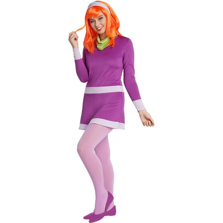 Jerry Leigh Scooby-Doo Daphne Costume for Adults, Standard Size, a Purple Mini Dress, a Headband, and a Green