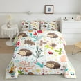 thumbnail image 2 of Cute Hedgehog Bedding Set Cartoon Hedgehog Comforter Sets Queen Woodland Leaves Flower Animal Bed Comforter Set Jungle Wildlife Botanical Ladybug Birds Quilt Duvet, 2 of 7
