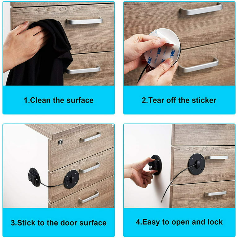 6 Pcs Cabinet Locks with Combination Fridge Lock Combo Child Safety  Combination Lock with 6 Screwdrivers Refrigerator Lock Child Proof Cabinet  for