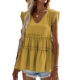 thumbnail image 2 of Liacowi Women Junior Pleated Ruffle Swing Tops Vest Casual Sleeveless V Neck  Summer Loose Blouses Shirts, 2 of 8
