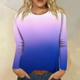 thumbnail image 2 of Black and Friday Deals 2023 Cotonie Women's Gradient Color Sweatshirt Long Sleeve T-shirt Round Neck Pullover 2023 Trendy Casual Tops,Pink,L, 2 of 5