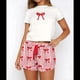 thumbnail image 5 of Conjunto de Pijama para Mujer Y2K, Conjunto de Pijama para Niña, Camiseta de Corta, Top Corto Estampado y Pantalones Cortos, Conjunto de Pijama de 2 Piezas. Rojo M, 5 of 8