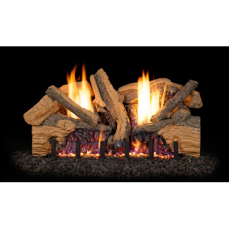 Peterson Real Fyre Propane Log Set - Peterson Real Fyre 30-inch Foothill Split Oak Log Set With Vent-free Propane Ansi Certified G19 Burner - Variable Flame Remote