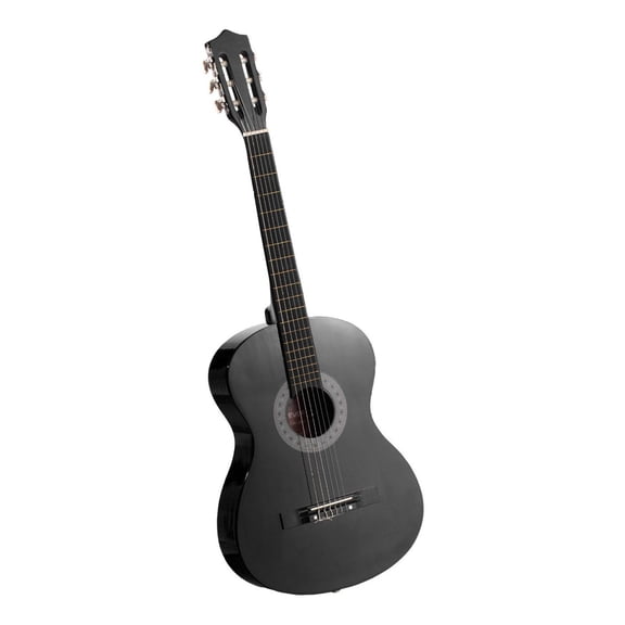 Classical Guitar 38 Inch Beginner Kit - Wood Nylon String Guitar with Gig Bag, Tuner, Strap & Accessories - For Teenagers, Adults, Students - Black