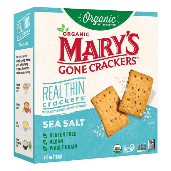 Mary’s Gone Crackers Real Thin Organic, Gluten Free Sea Salt Crackers, 4 oz