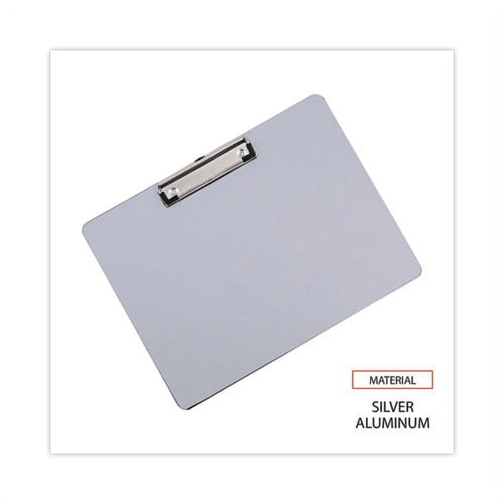 Plastic Brushed Aluminum Clipboard, Landscape Orientation, 0.5" Clip Capacity, Holds 11 x 8.5 Sheets, Silver | Bundle of 10 Each