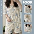 thumbnail image 1 of Sanrio-Pijama de Hello Kitty Cinnamoroll para mujer, camiseta de verano, pantalones cortos, 2 piezas, ropa de casa Kawaii, informal, poliéster, suave, 1 of 4