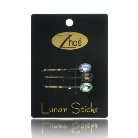 Zhoe Lunar Sticks Hair Pins Model No. 24102 - Aqua, Smokey Gray & (Best Way To Camouflage Grey Hair)