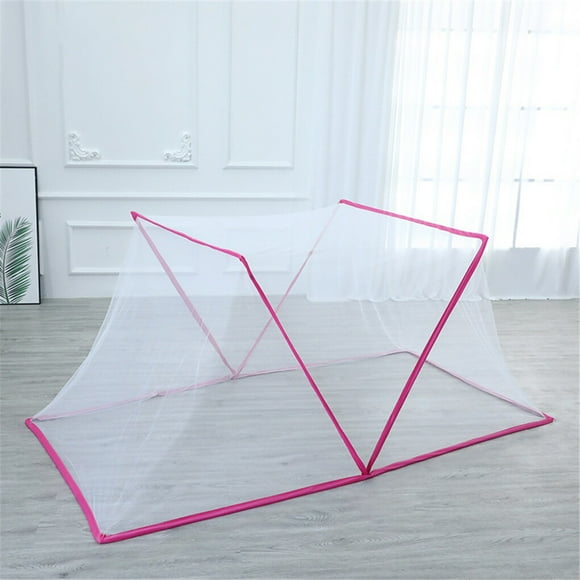 Tente Moustiquaire Adulte Anti-Insectes Rideau de Lit Portable Pliant Filet Portable Tente de Camping Maille Literie Auvent pour Camping Maison, Dortoir Lit, Rose