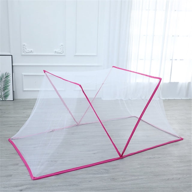 Tente Moustiquaire Adulte Anti-Insectes Rideau de Lit Pliant Portable en Maille pour Camping Maison, Dortoir, Rose