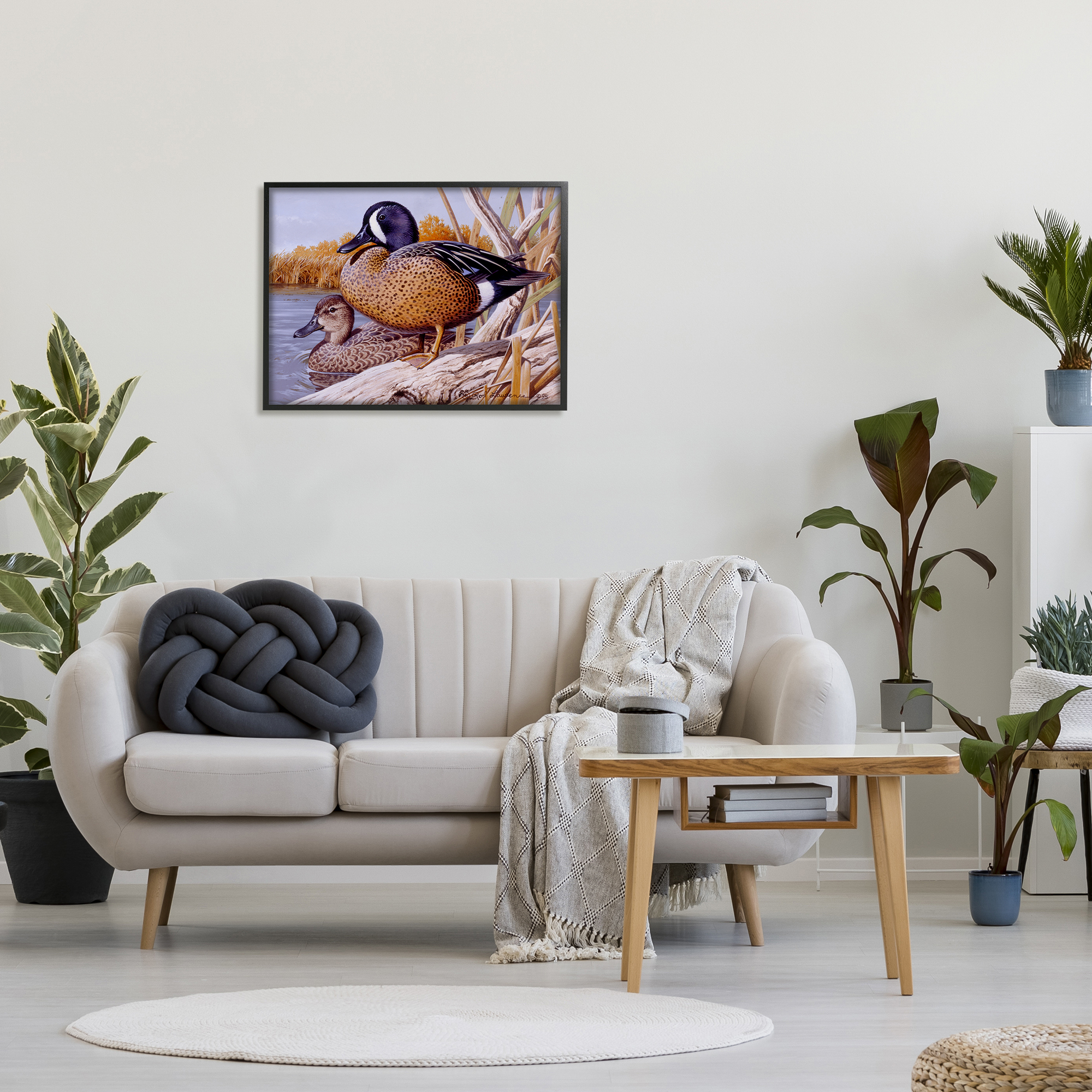 Stupell Industries Ducks at Pond's Edge Animals & Insects Painting Black Framed Art Print Wall Art, 30 x 24