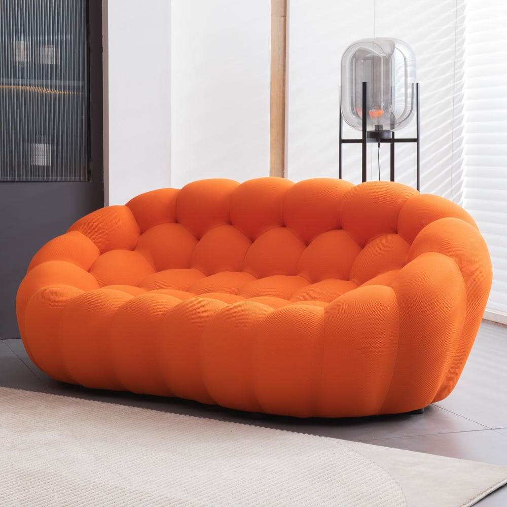  COULDWILL Modern Loveseat Couch Upholstered Floor Sofa Overall  Shaped Bubble Couch with 3D Textile Material for Living Room Salon, Orange  : Home & Kitchen