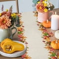 thumbnail image 4 of ERUNPONLY Maple Leaves Thanksgiving Table Runner - 120 Inch Long Fall Botanical Autumn Leaves Rustic Cotton Linen Dress Scarves Farmhouse Table Runner for Kitchen Dining, Coffee Table, 13" x 120", 4 of 8