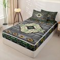thumbnail image 2 of jejeloiu Bold Tribal Zipper Twin Comforter Sets with Fitted Sheet and 2 Pillowcases,Southwest Print Zipper Bedding Set For Boys,Green Gray,Black Reversible,4 Pieces, 2 of 7