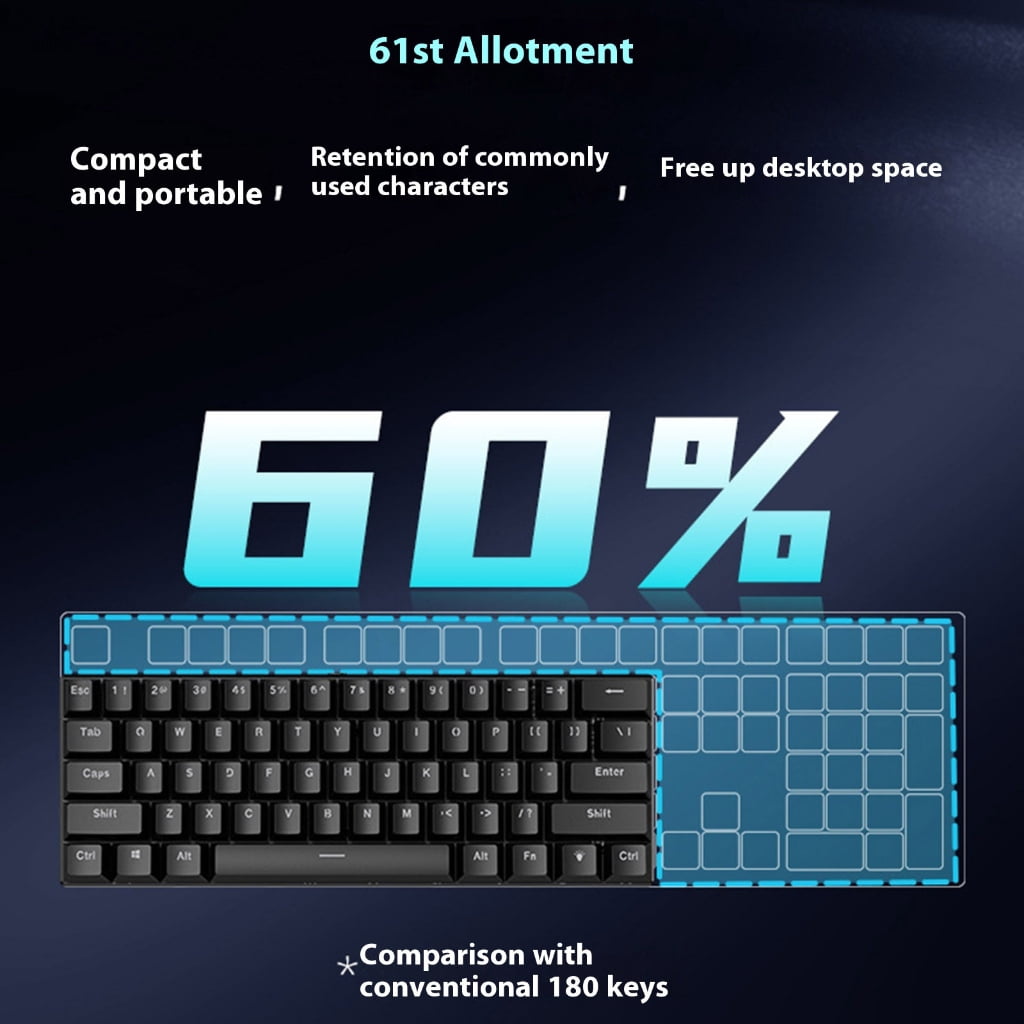 LED Mechanical Keyboard Hot Swappable Gaming Keyboard Corded Keyboard 61 Gaming Keyboard for Computer Laptop