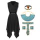 thumbnail image 3 of Conjunto de disfraz de Cleopatra egipcia para mujer, vestido con dobladillo asimétrico, cinturón, muñequeras, tocado para actuación en Halloween, 3 of 5