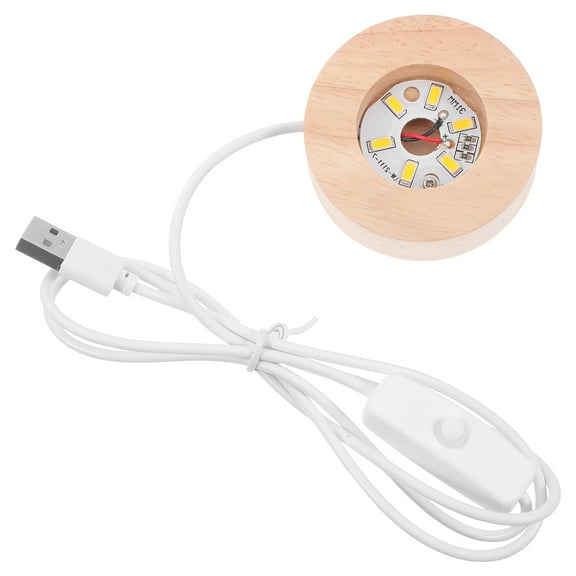 Mobestech Round Wood Stand Lighted Display Base Crystal Balls Base 1Pcs