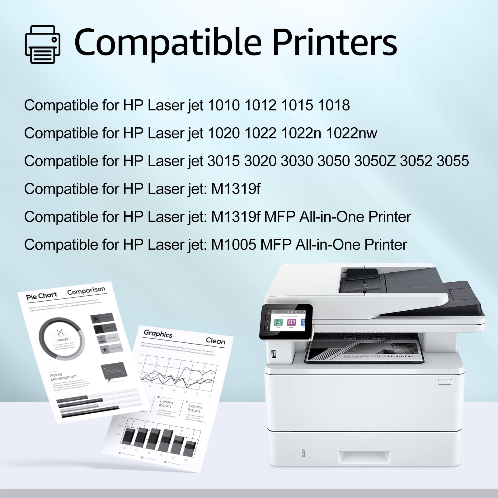 greencycle Q2612A Toner Cartridge Replacement Compatible for 12A Black Toner Cartridge Laserjet 1010 1012 1018 1020 1022 1022N 3015 3030 3052 3055 M1005 M1319F Printer Ink Cartridge(2PCS)